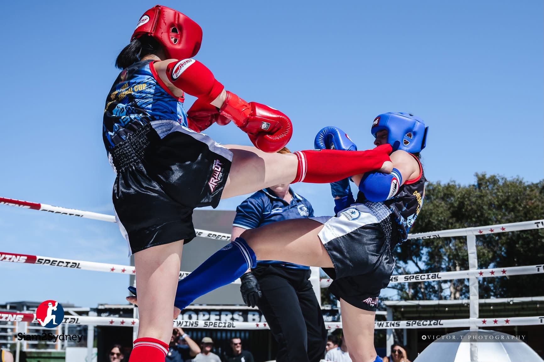 Muay Thai coach Danni performing powerful kicks